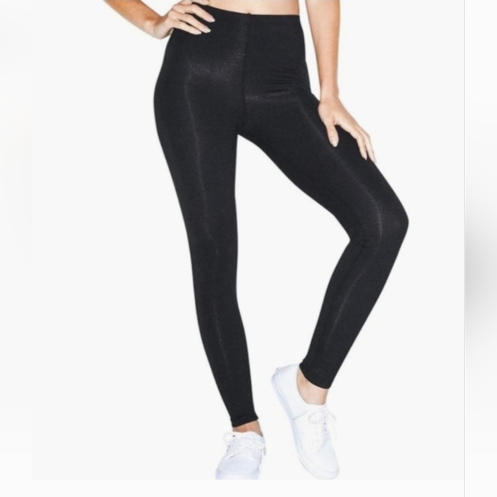 American Apparel shiny leggings black Small
